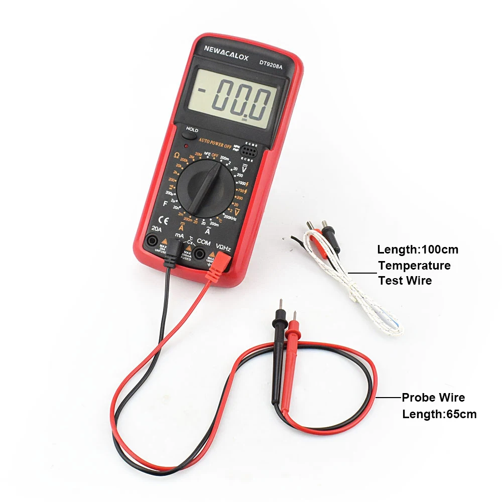 NEWACALOX ЖК-тестер температуры цифровой мультиметр AC/DC Напряжение Ток Сопротивление Емкость измерительный инструмент с батареей