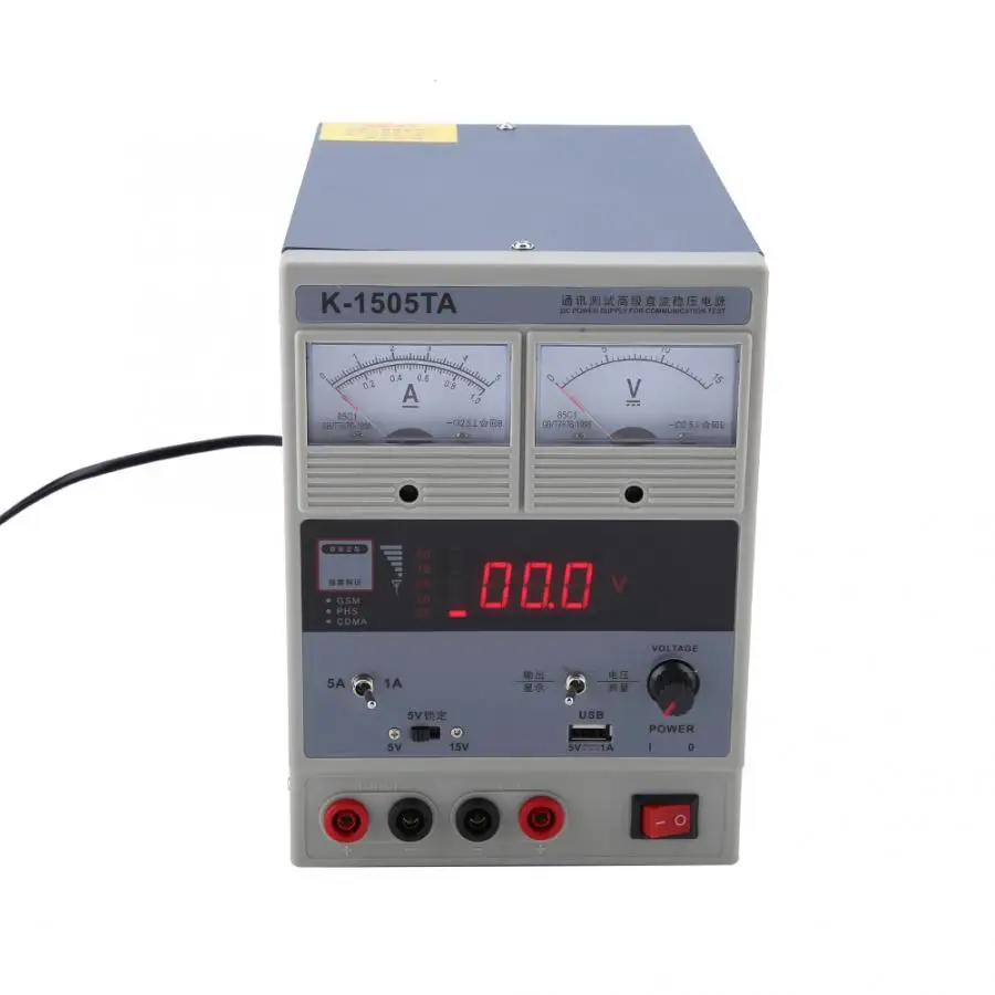Amp метр K-1505TA Регулируемый DC стабилизированный источник питания оборудование для технического обслуживания и ремонта 15V 5A amperimetro
