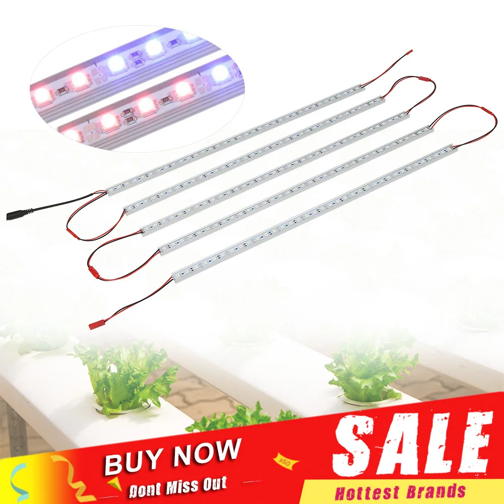 

5pcs/lot LED Grow Plant Lights Growing Lamp 0.5M Red+Blue 12V 10w Phytolamp Seedling Light Bars Strip for Seeds Hydroponics