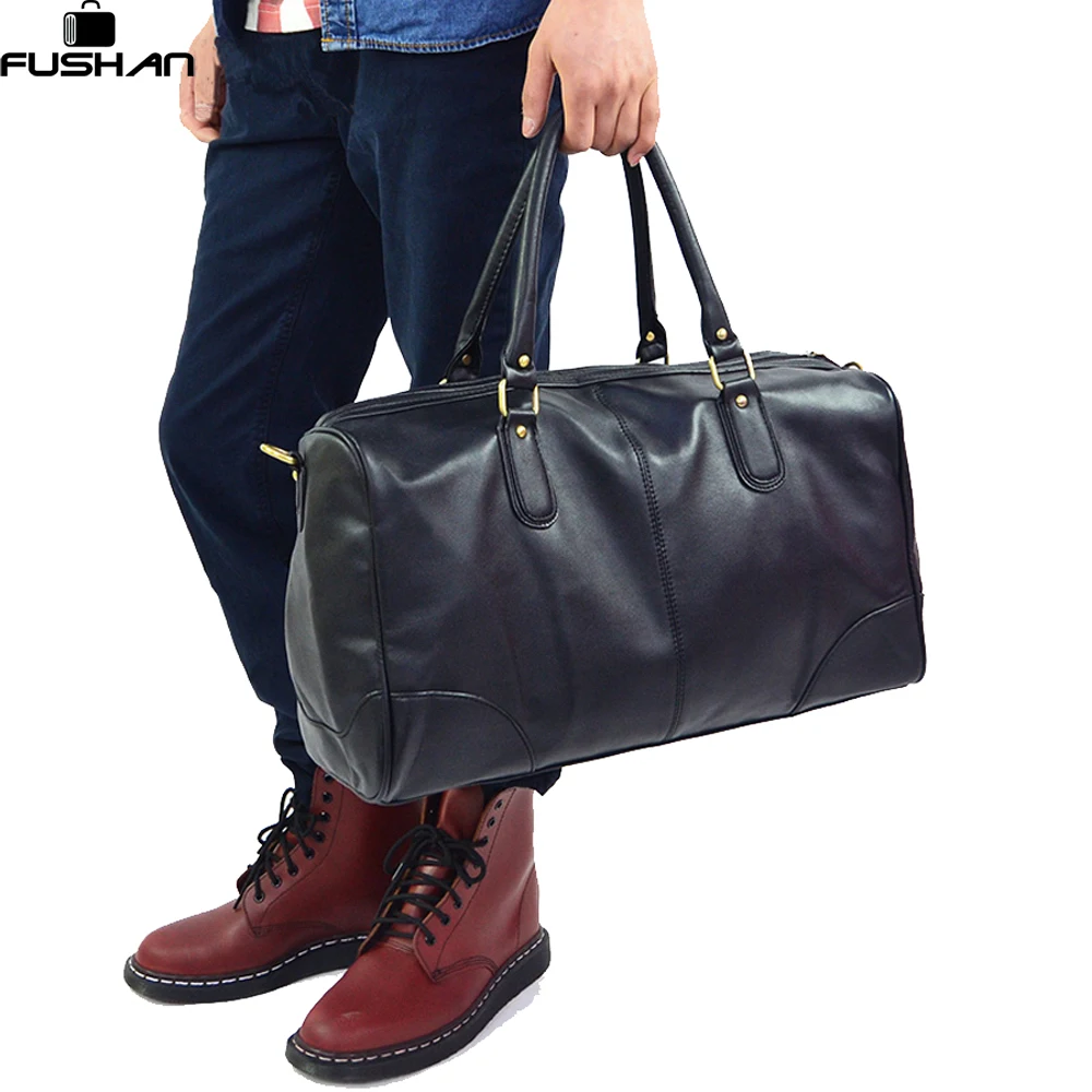 Young fashion handbag Men's Duffle Satchel Travel PU Leather Shoulder Bag Men Hand bag Large Travel Bags Wholesale
