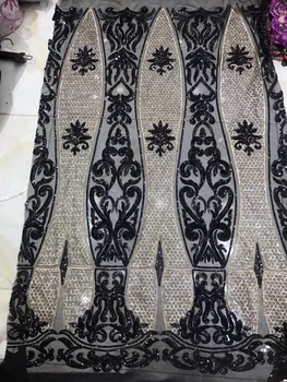 

high quality African French net tulle Lace Fabric for party Hot selling JIANXI.C-103110 sequins lace fabric