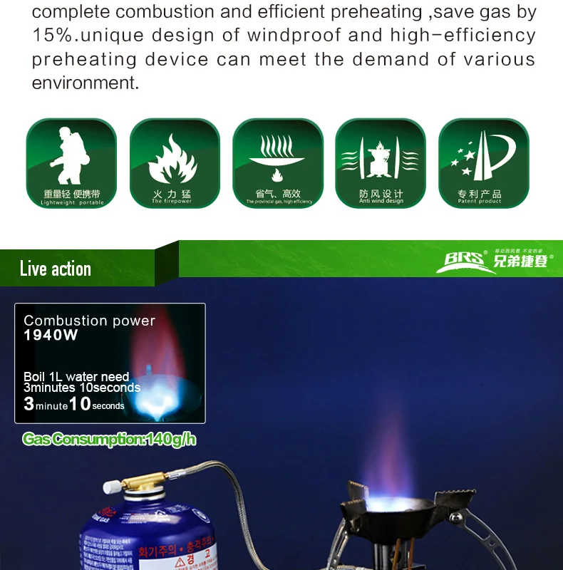 BRS-11 газовая горелка для кемпинга, газовая плита, ветрозащитная плита для походов, альпинизма, пикника, газовая горелка для улицы