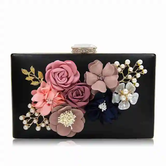 New Women Clutch Bags Flower Evening Bag Wedding Handbag Clutches New Women Clutch Bags Flower Evening Bag Wedding Handbag Clutches Purse Colour Name Black