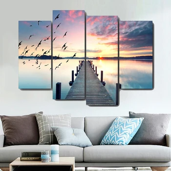 

Mordern Landscape Painting Sea Sunrise Poster Canva Prints Art Wall Picture for Living Room Bedroom Artwork Home Decor Cuadros