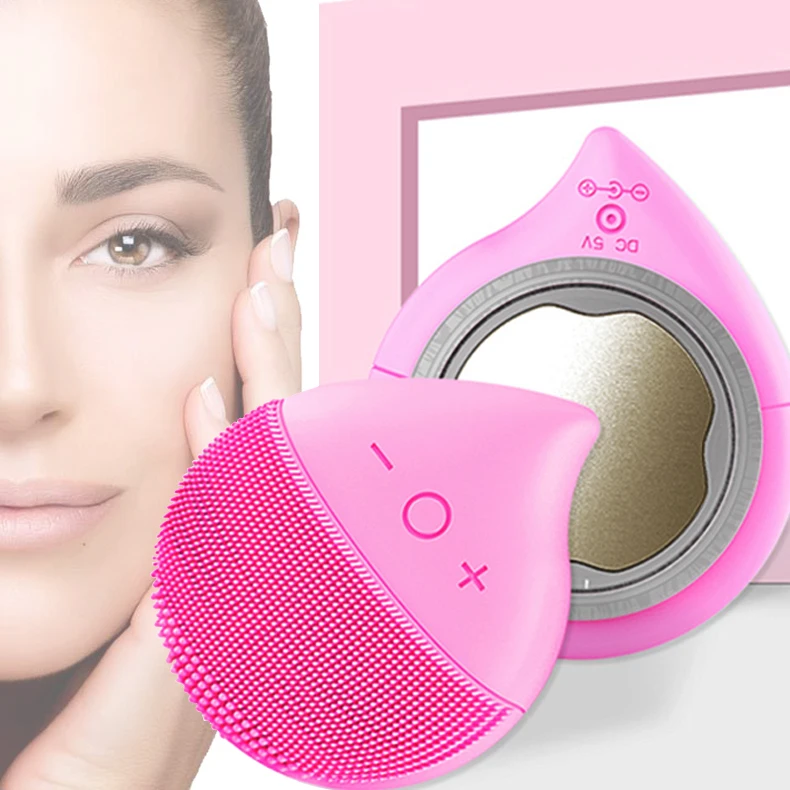 Electric Facial Cleansing Brush Red & Blue Light Therapy Constant Temperature Compress Face Massage Cleaning Device Waterproof