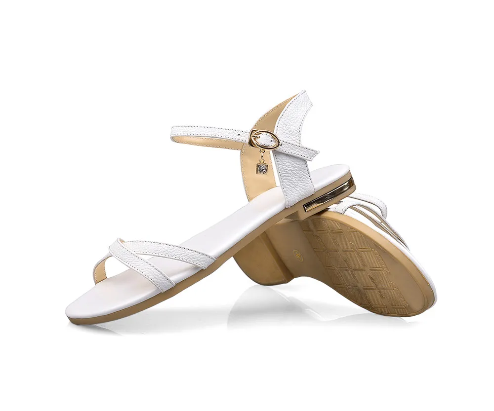 Tanie MORAZORA rozmiar 33 46 2019 nowy przyjeżdża kobiety sandały prosta klamra letnie buty oryginalne skórzane damskie wygodne sandały na płaskim obcasie