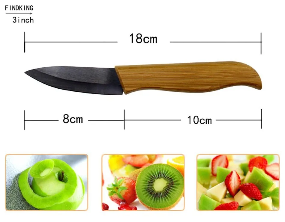 Бамбуковая ручка с черным лезвием набор керамических ножей " 4" " 6" дюймов+ держатель/подставка