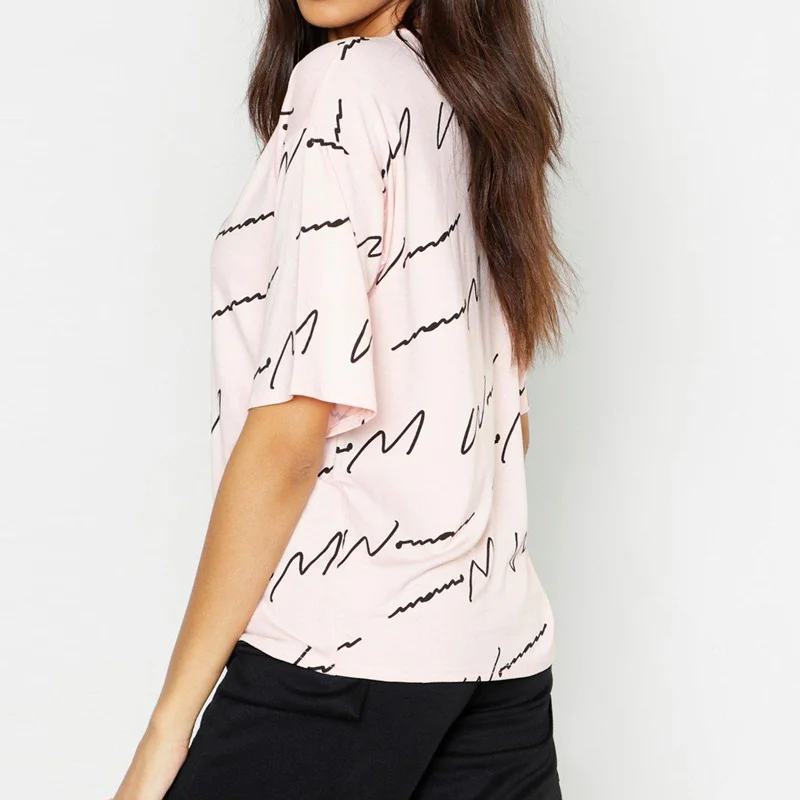 Летняя женская футболка с принтом, повседневные топы, модные женские футболки с круглым вырезом, короткий рукав, футболка XXL