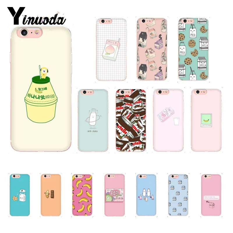 

Yinuoda Chocolate chip cookies Cartoon Banana Milk Pattern TPU Phone Case for iPhone 8 7 6 6S Plus 5 5S SE XR X XS MAX 10 Coque
