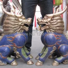 OoQQ## Rr++ Pure Bronze перегородчатой Regius FA Зло Foo Dog Лев kylin единорог Пара
