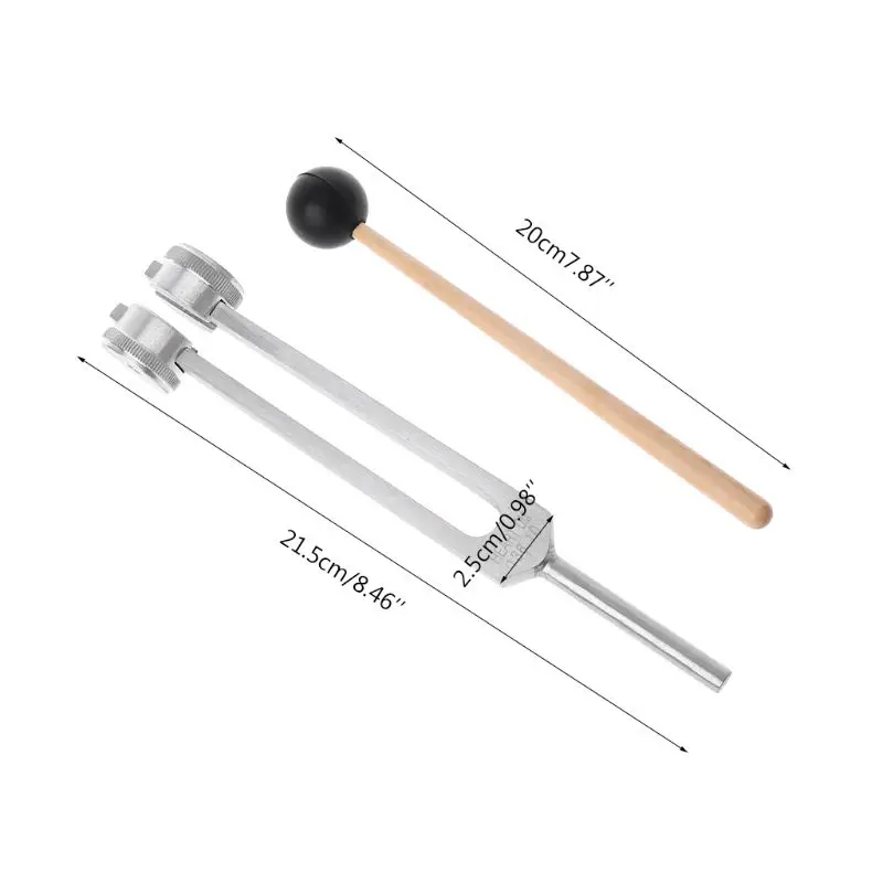 OM 136.1Hz Aluminium Alloy Tuning Fork Chakra Hammer Ball Diagnostic Healing Tool for Eliminating Stress Nervous System Testing