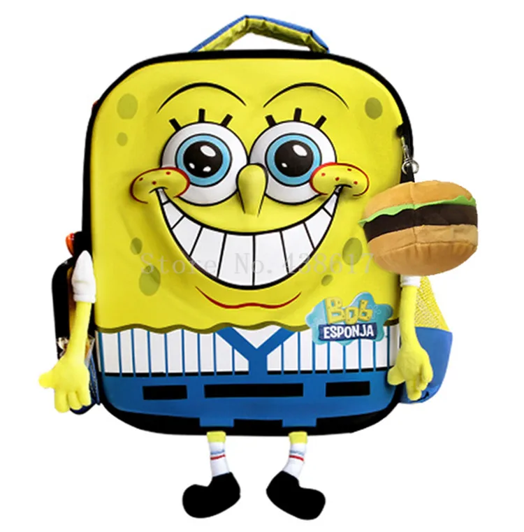 

New Cartoon 3D SpongeBob Backpack School Bags for Kids Boys Girls Children Primary School Book Bag Schoolbag