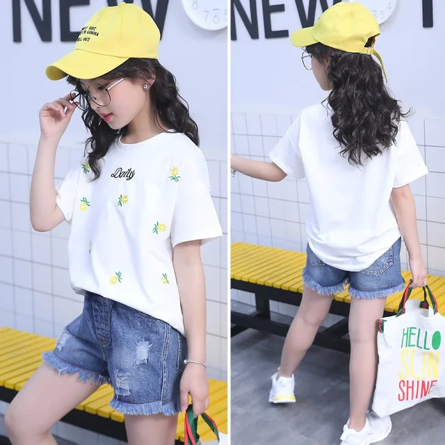 8 10 12 Children Girl Cotton Clothes Summer Kids Clothing Set Toddler T