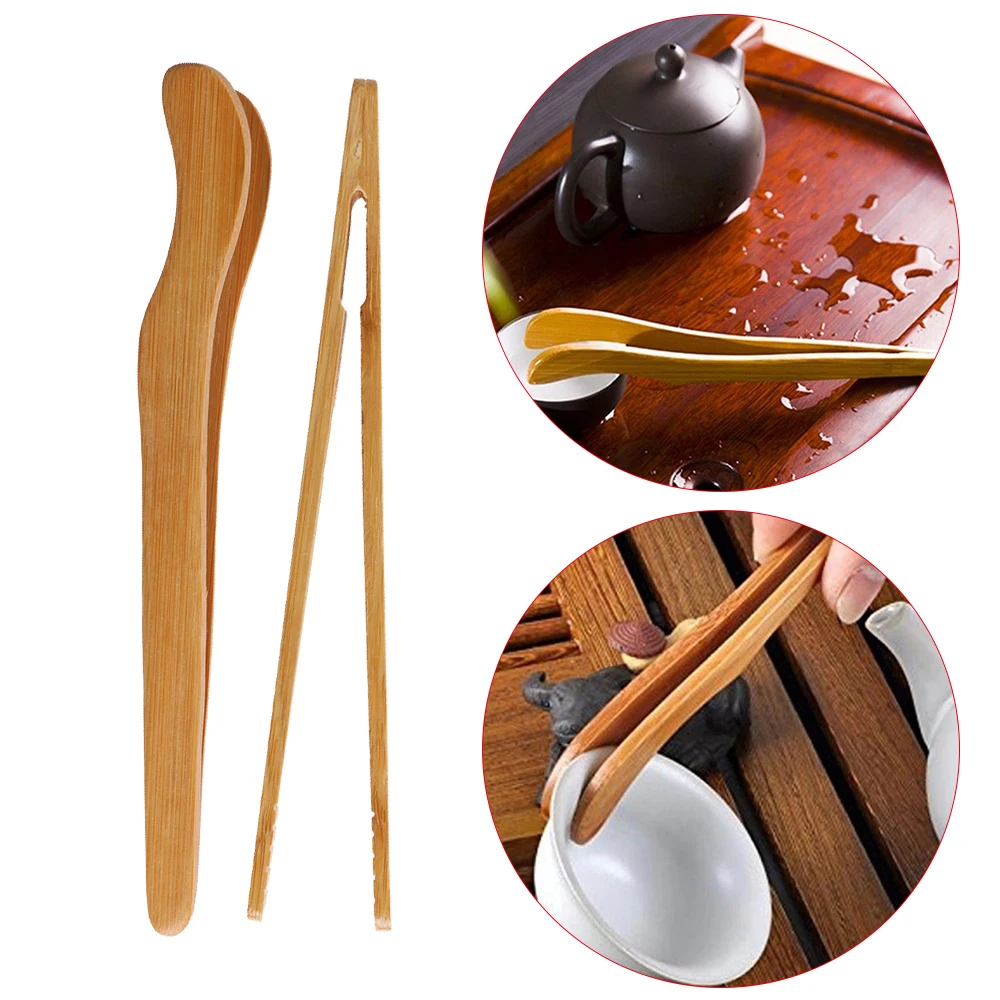 

1PC Gadget Kitchen Tool Tong Food Toast Bacon Sugar Tea Tongs Salad Clip Bamboo Wood Tweezer Cooking Utensil