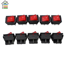 New 10Pc RED Button Rocker Switch 16A(MAX 250V) LED Dot Light Car Boat Round Rocker ON/OFF SPST Switch 4 Pins Toggle