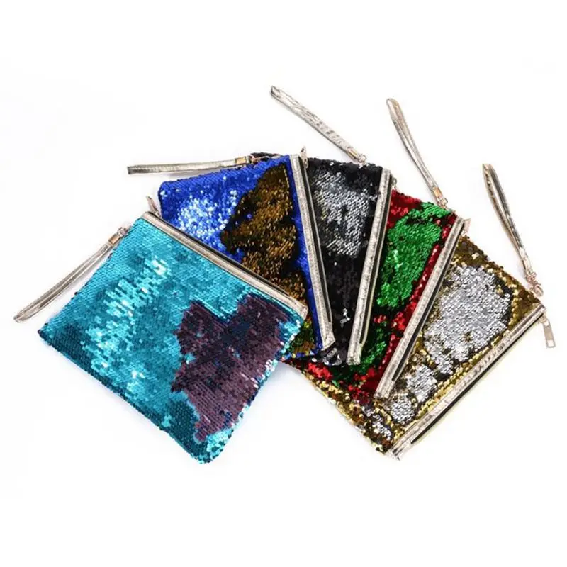 Glamour Mermaid Sequin Cosmetic Bag Travel Clutch Portable Makup Bag Neceser Women Fashion Zipper Toiletry Kit Beauty