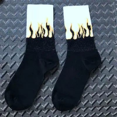 Мужские хлопковые носки с принтом пламени, носки для скейтборда в стиле хип-хоп, мужские и женские забавные носки унисекс, распродажа