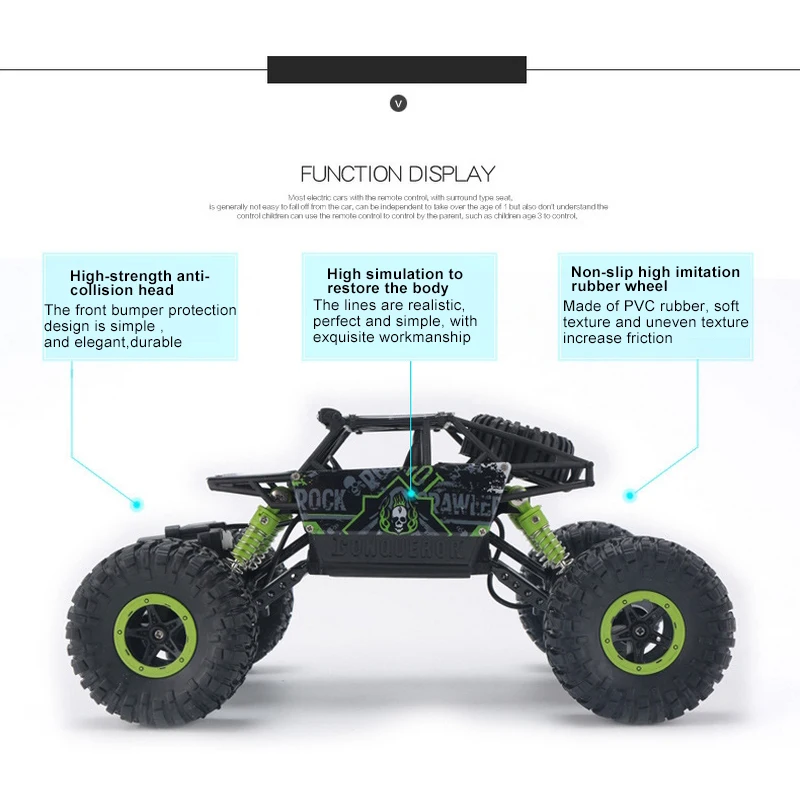 RC автомобиль 4WD 2,4 ГГц восхождение дистанционного Управление Bigfoot внедорожник игрушки для детей рок сканеры ралли подняться автомобиль