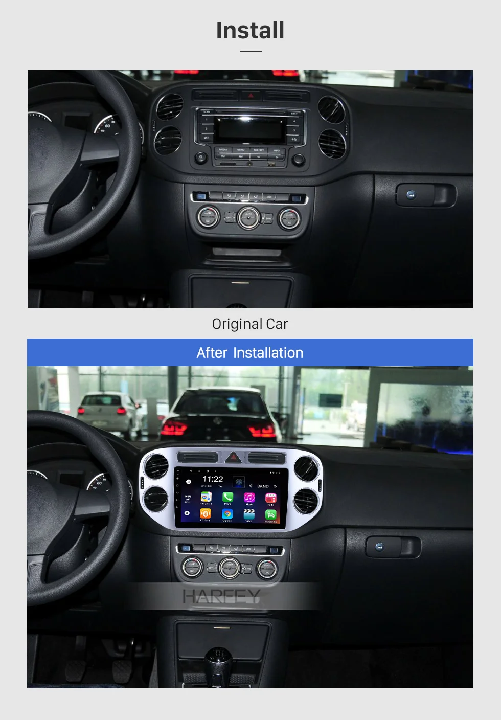 Perfect Harfey Quad Core Car Radio GPS Navigation Android 8.1 Car Audio Player For 2010 2011 2012 2013 2014 2015 VW Volkswagen Tiguan 3