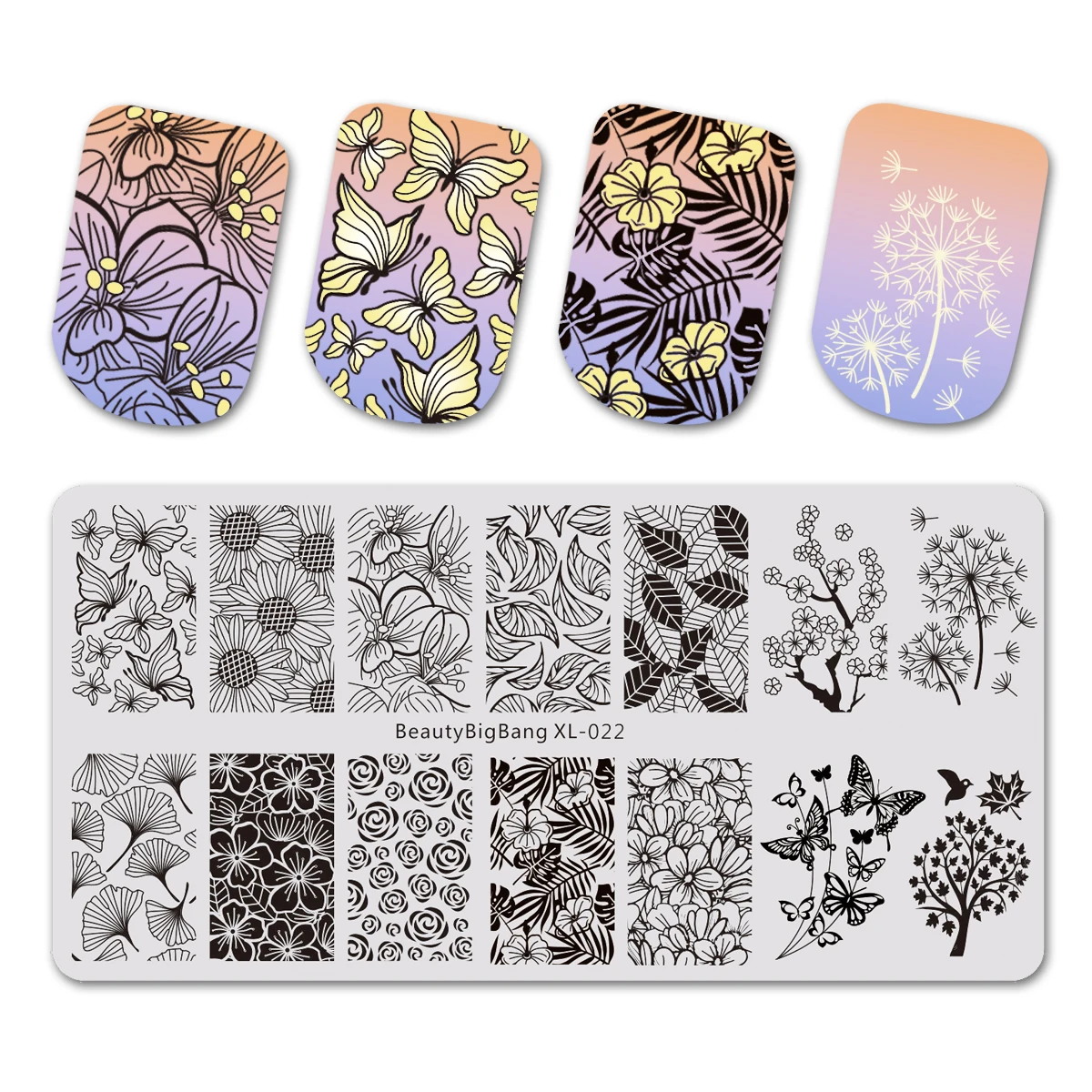 BEAUTYBIGBANG 6*12cm Nail Art Stamping Plates Rectangle Template Square Geometric stitching Sweater Pattern Flower XL042 - Цвет: 643824322882