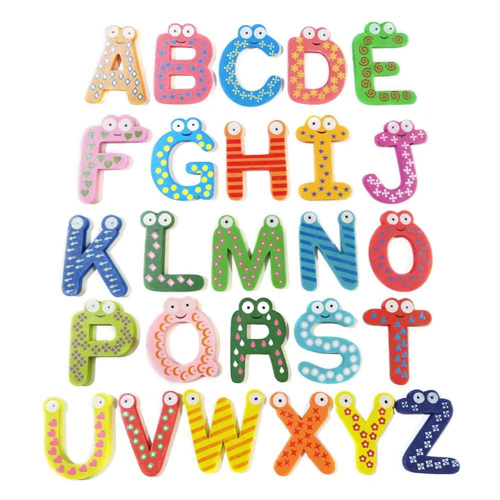 26 PC Lovely Number Baby Kids Children Wooden Alphabet Refrigerator