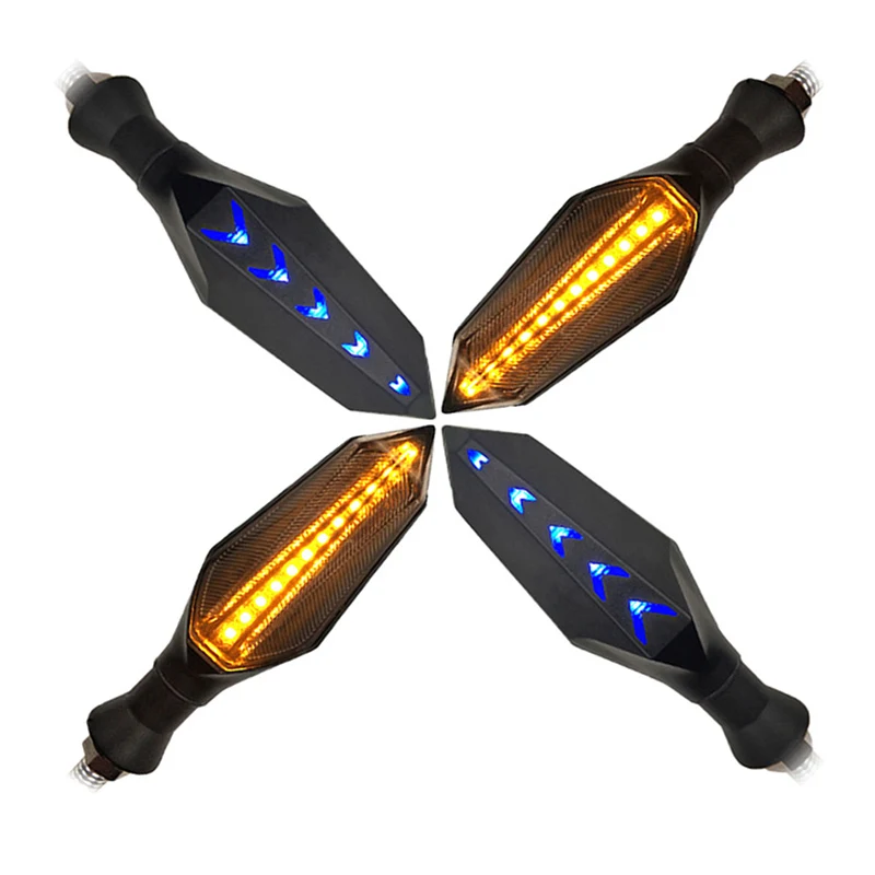 

2pcs Motorcycle Turn Signals Light LED Yellow and Blue Universal Flowing Water Blinker Flashing Motorcycle Accessories