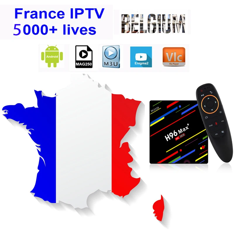 

French IPTV Belgium IPTV Support Android m3u enigma2 mag250 5000+ Live French iptv and Vod supported H96 MAX PLUS smart tv box