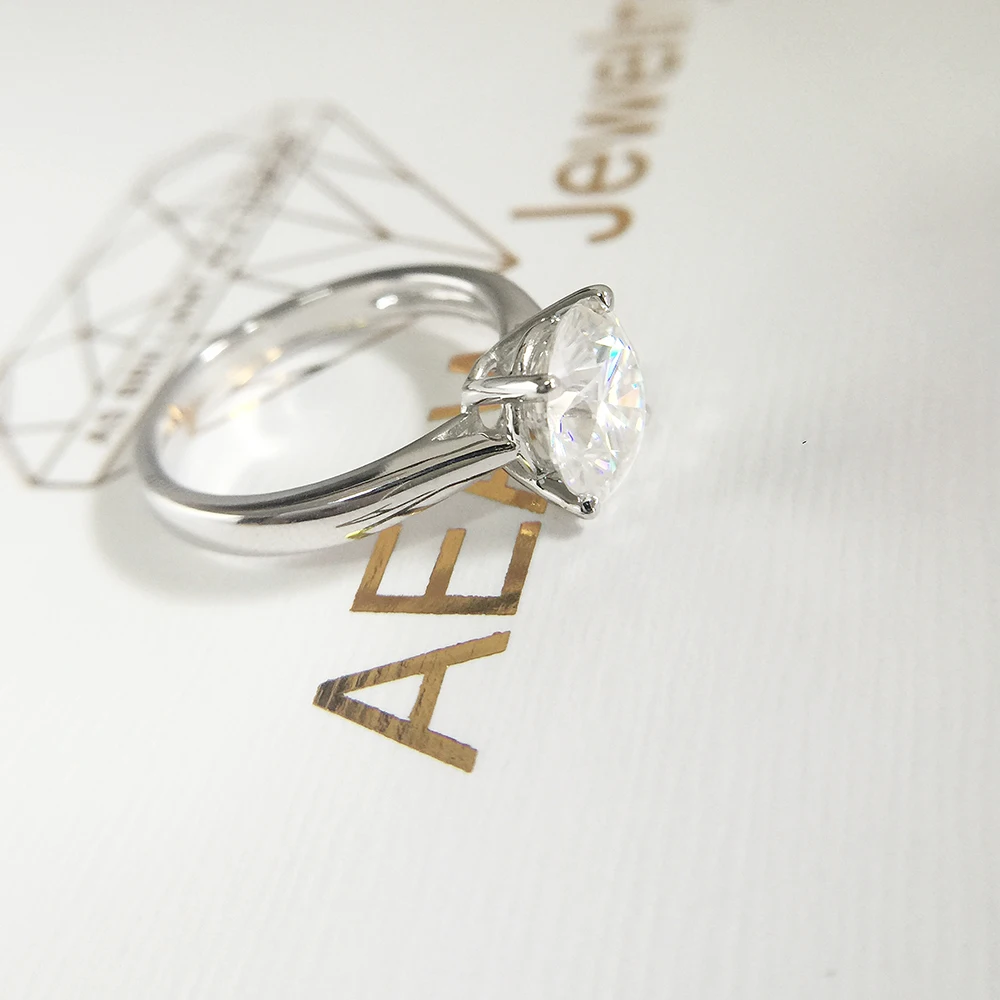 Серебряное кольцо с платиновым покрытием DF 1 0ct 6 5 мм круглое ограненное Moissanite