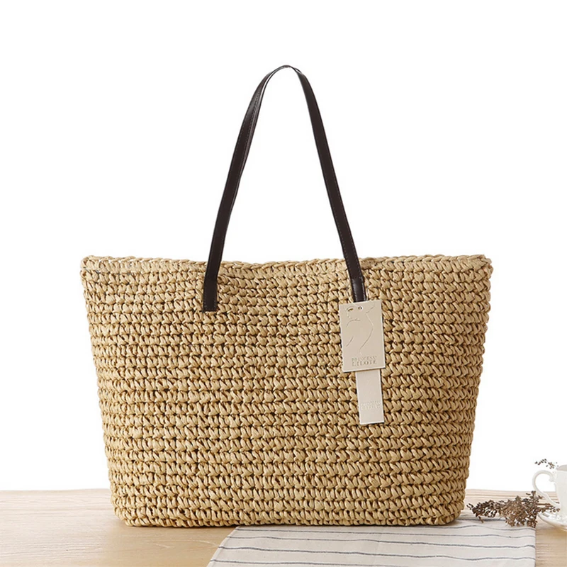 Fashion Simple Hollow Beach Bags Women Straw Bag Vintage Knitted Big ...