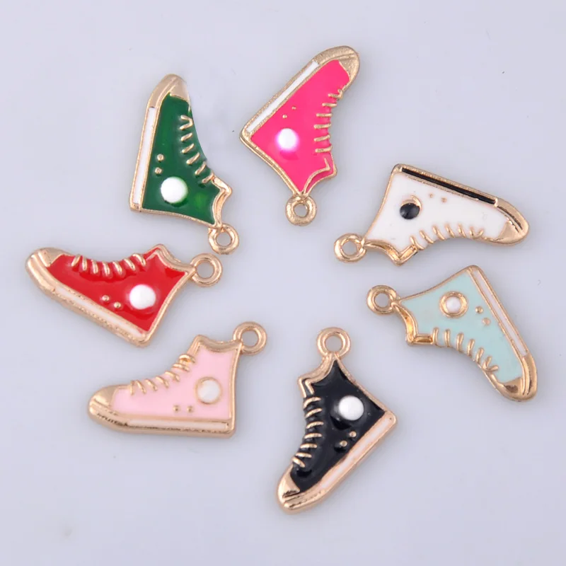 Mix 20*12MM DIY enamel Gym sports shoes charms for bracelet, metal