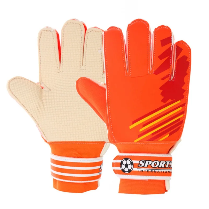 Детские рукавички для занятий спортом на открытом воздухе, футбольные противоскользящие футбольные перчатки с тиснением - Цвет: Оранжевый