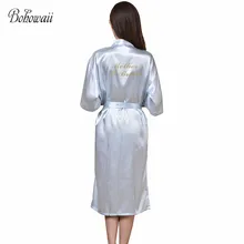 Большой размер длинный халат атласный Badjas мягкий атласный халат Bronzing Word Свадебные халаты пеньюар Femme