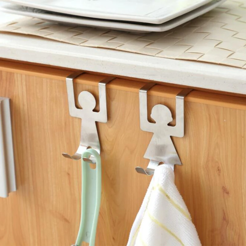 Hooks Hanger Stainless Steel Key Holder Wall Lovers Shaped Hook Kitchen