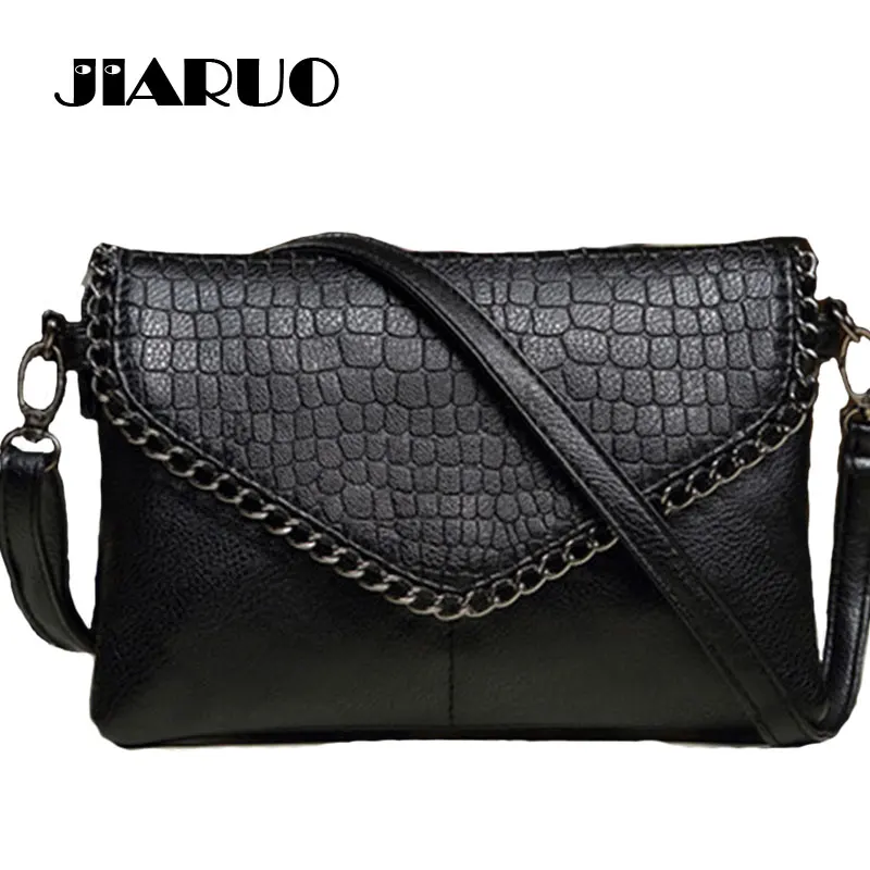 

JIARUO Small Luxury brand Designer Women Leather Envelope Shoulder Crossbody Messenger bag Chain Vintage Handbag and purses