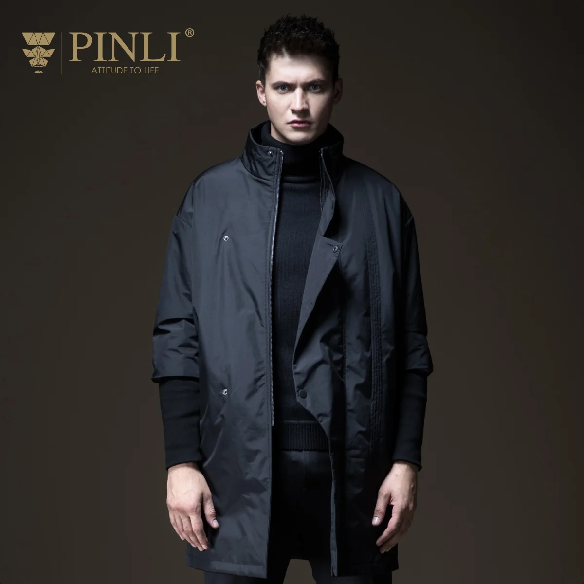 Зимние куртки для мужчин, распродажа, Chaquetas Hombre Pinli Pin Li, новое осеннее Мужское пальто с высоким воротником, куртка Chao B183605398 - Цвет: see chart