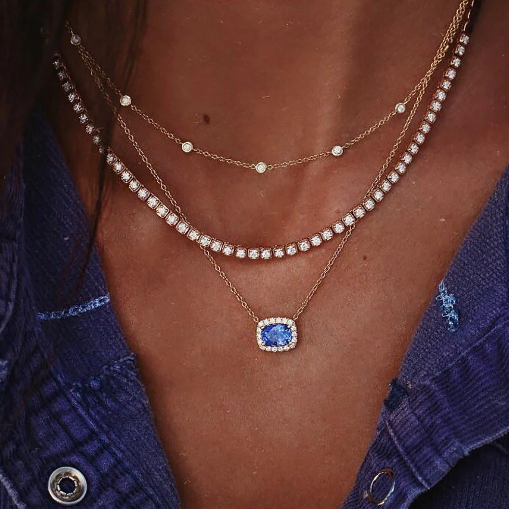 Boho víceprvkové křišťálové náhrdelníky pro ženy