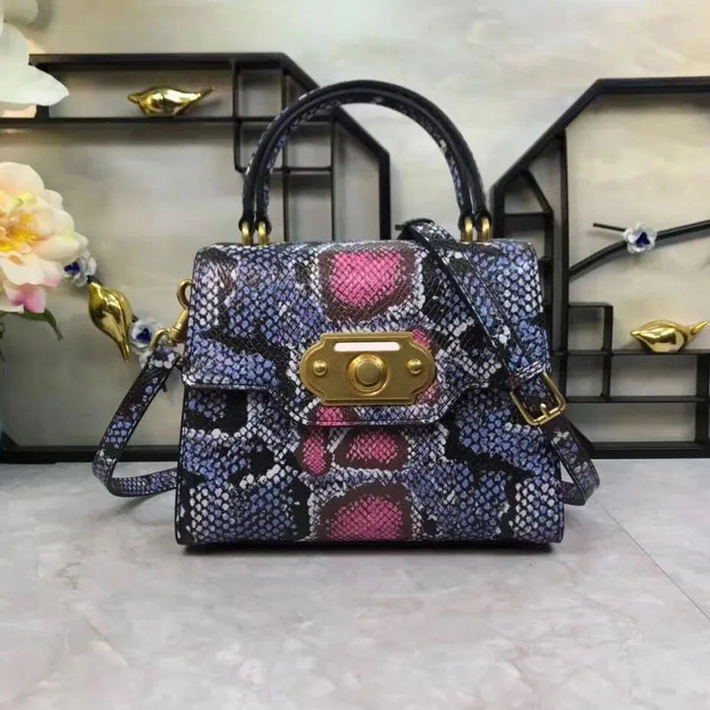 

Quality Guaranteed~Fashion Snake Pattern Women Genuine Cowhide Leather Hit Color Handbag\Bag Designer Ladies' Tote Shoulder Bag