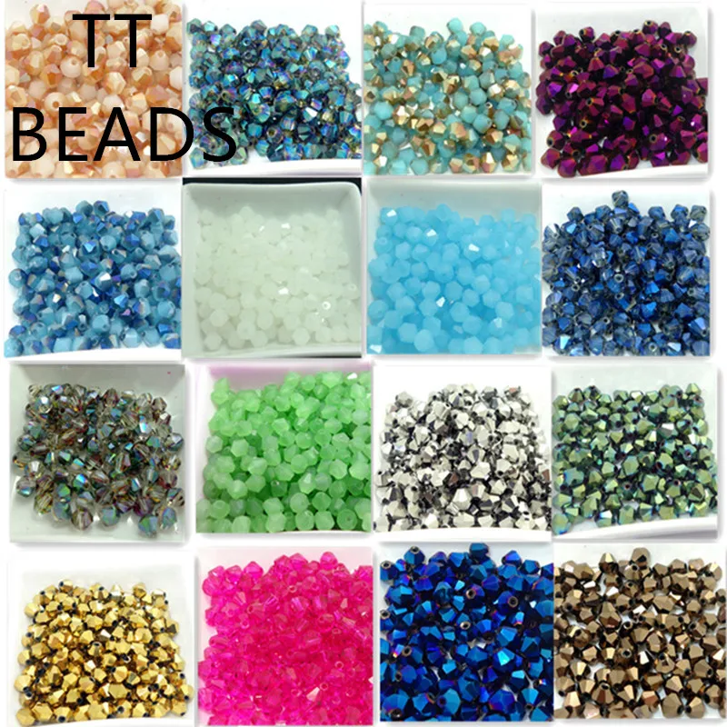 

50pcs Color Bicone Loose Beads Glass Crystal Faceted Rondelle Bead for Jewelry making Pick DIY 6mm