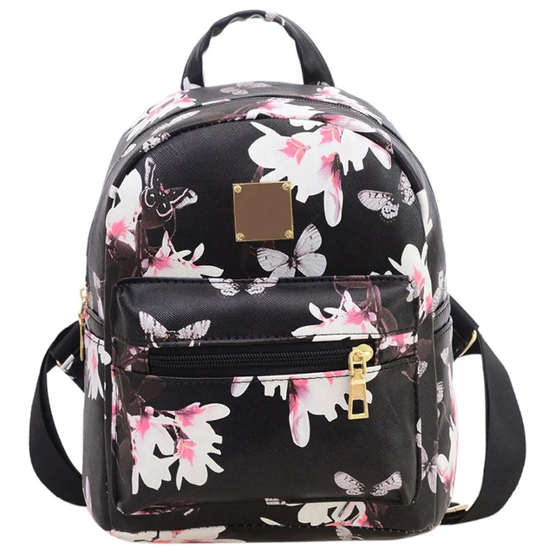 

2018 Fashion Women Floral Printing Women Leather Backpack School Bags for Teenage GirlsTravel Small Backpacks Mochila Feminina