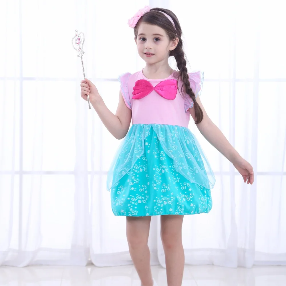 

2-7 Years Children Christmas Dress Girls Fancy Ariel Dress Kids Clothing Girls Cosplay Fish Costume Princess Ariel Dress Cotton