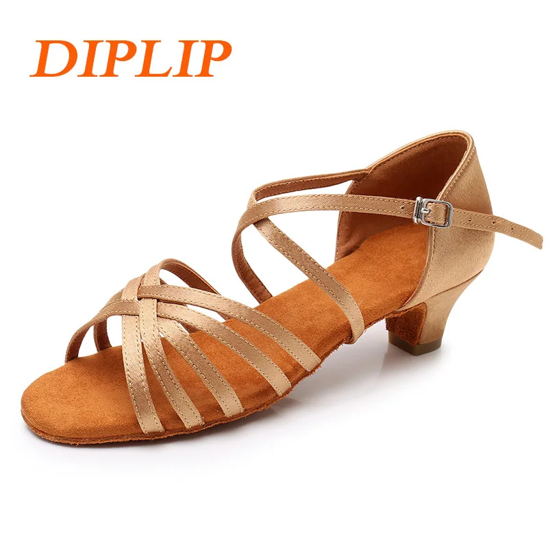 DIPLIP туфли для латинских танцев для женщин и девочек Танго танцевальная обувь на среднем каблуке мягкая танцевальная обувь Сальса Бальные