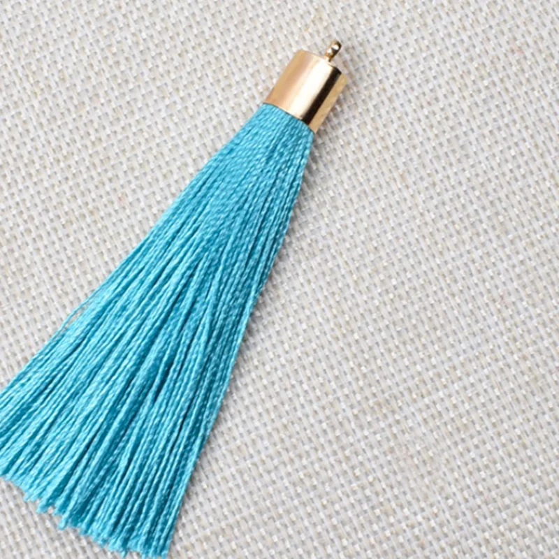 Sky blue -10pcs Самодельные Украшения для волос 10 шт. сплав Кепки кисточкой Длинные висячие серьги кулон ювелирные изделия делая аксессуары ремесла 60X8 мм - Цвет: Sky blue -10pcs