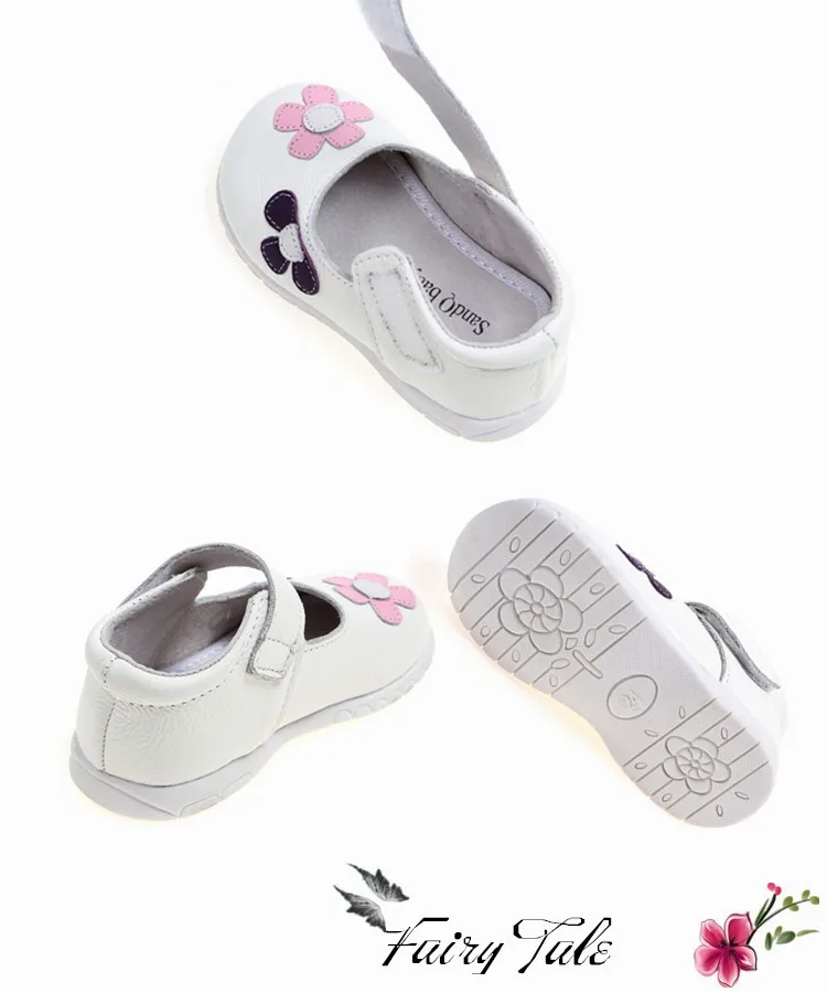 Новые летние открытые сандалии для маленьких девочек; детские кожаные сандалии с белыми цветами для девочек;