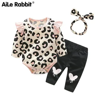 

AiLe Rabbit Ins Female Baby Child Xia Baowen Lovely Flying Sleeves Hair Band Pure Cotton Trousers Suit