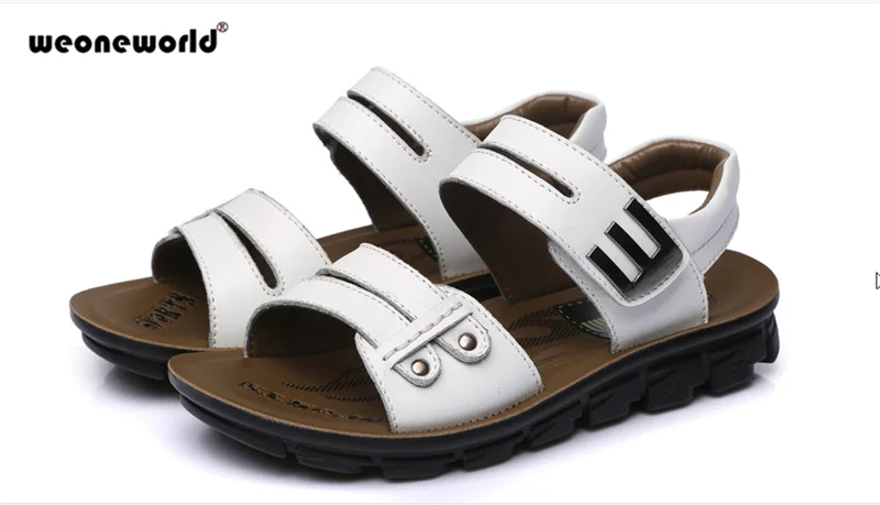 

WEONEWORLD Hot Summer Beach Shoes Children's Sandals Shoes Casual Kid Cowhide Boys Genuine Leather Sandals for Child Size 26-30