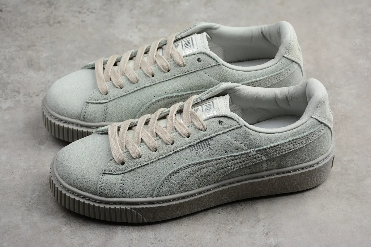 20182018 PUMA Basket Platform сброса Wn's серый фиолетовый Для мужчин и Женская Мода кроссовки