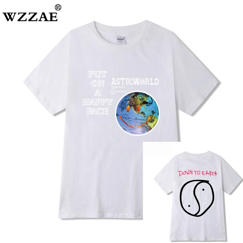 White 2 Горячая новинка, брендовая Новая модная футболка Мужская хип-хоп женская футболка с принтом Трэвиса Скотта астромира, парные влюбленные футболки Харадзюку - Цвет: White 2