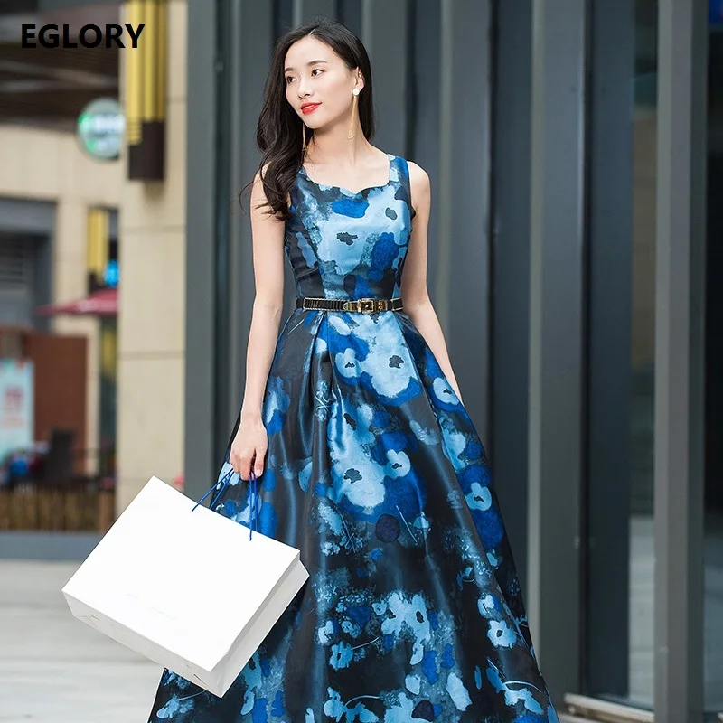 Blue Long Dress New Plus Size XXXL Women Summer 2018 Elegant Floral ...