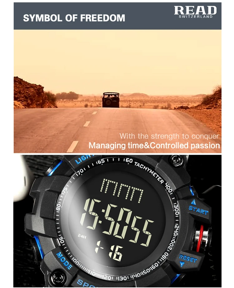 luxury brand READ LED digital wristwatches for men waterproof shock resist military watch free shipping 2018 (9)