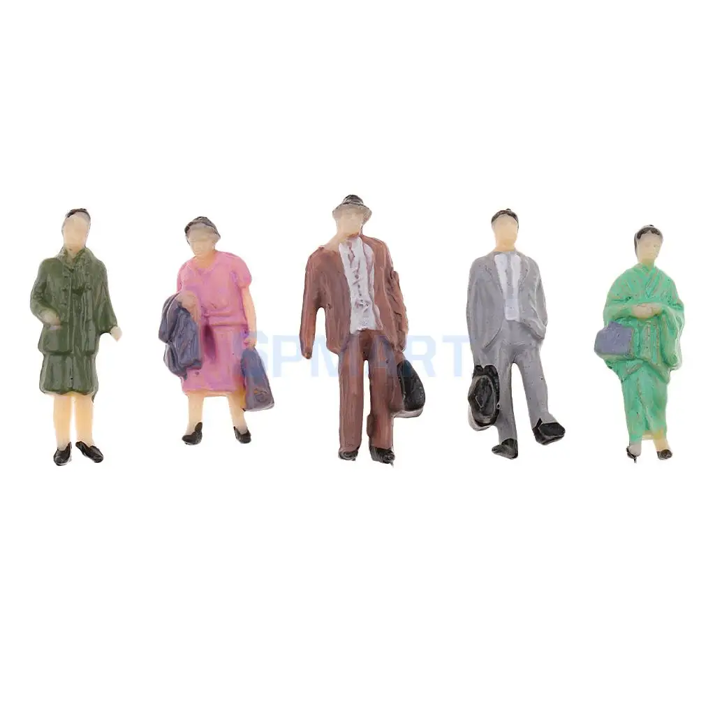 50pcs 1:87 Miniature Human Figures People Model Railroad Scenery Accs HO OO